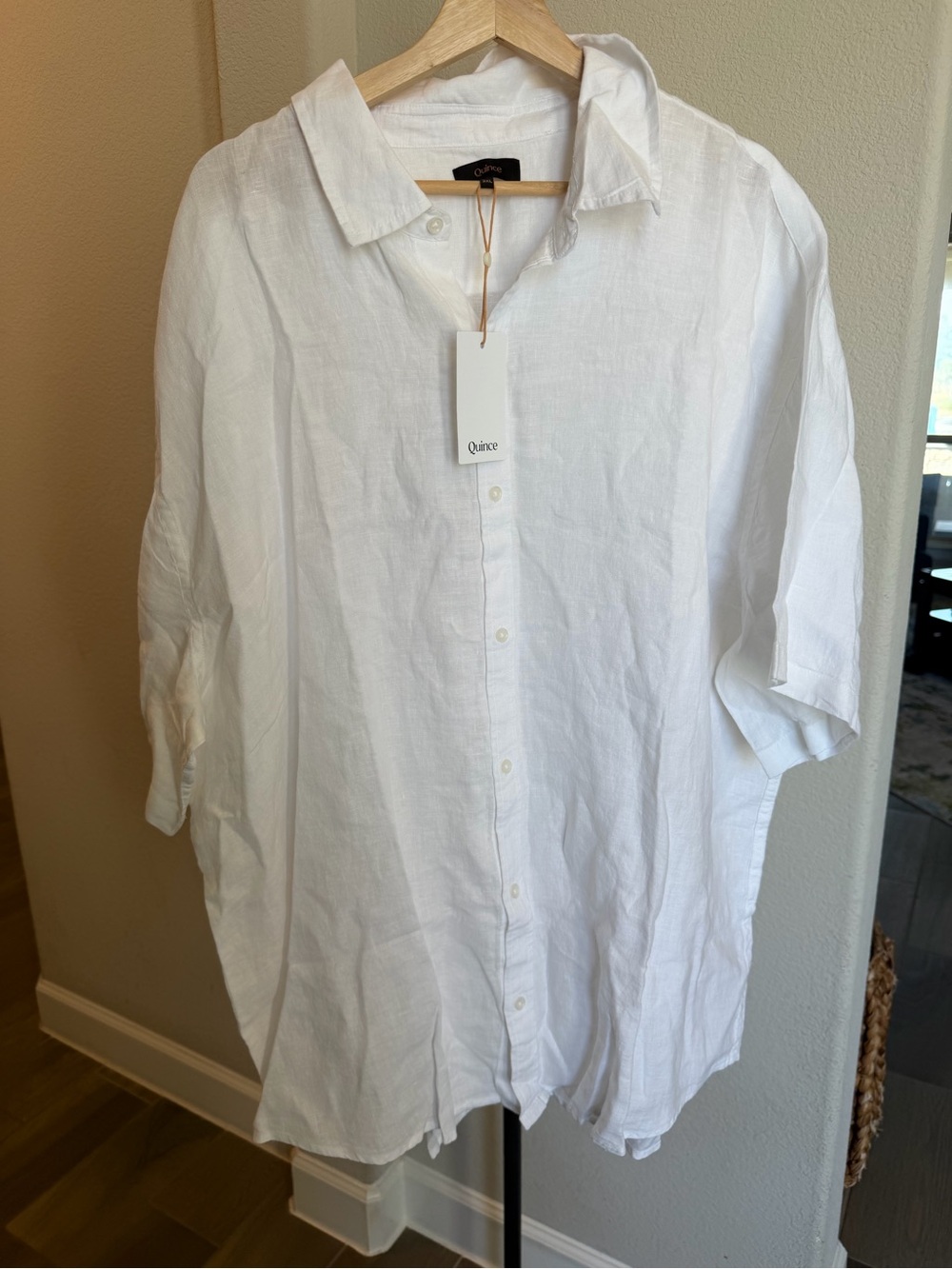 Quince Men's 100% European Linen Relaxed Short Sleeve Shirt White 3XL